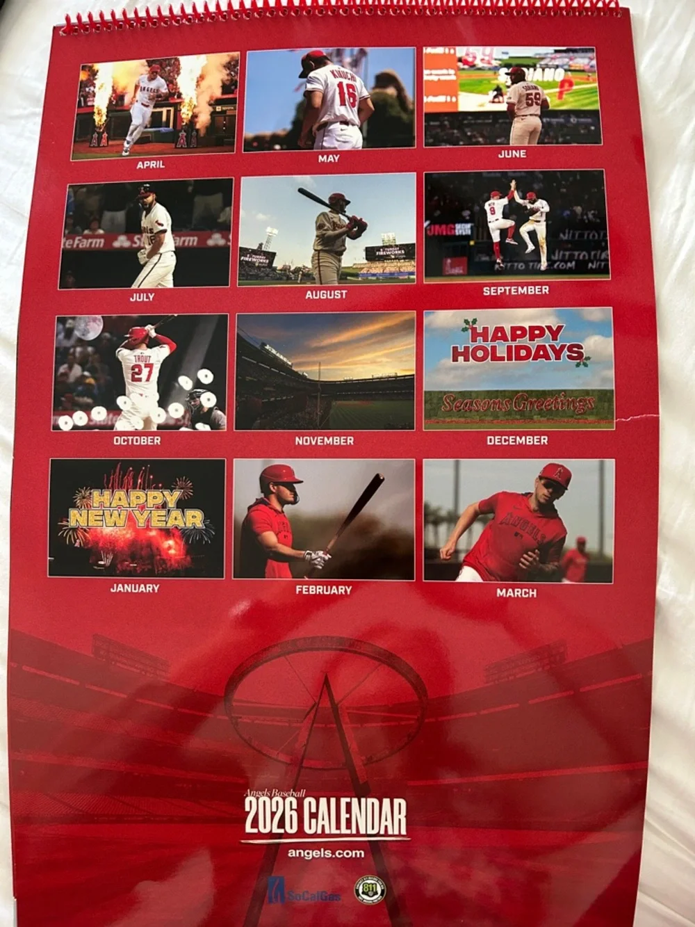 MLB Angels 2026 Calendar - Red and Navy April 2026 - March 2027